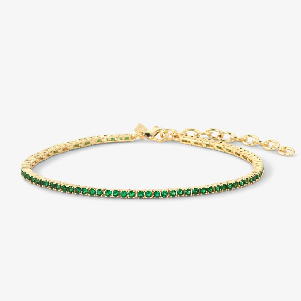Melinda Maria Baby Heiress Bracelet Emerald Gold New 7" - FIRM ✨️
